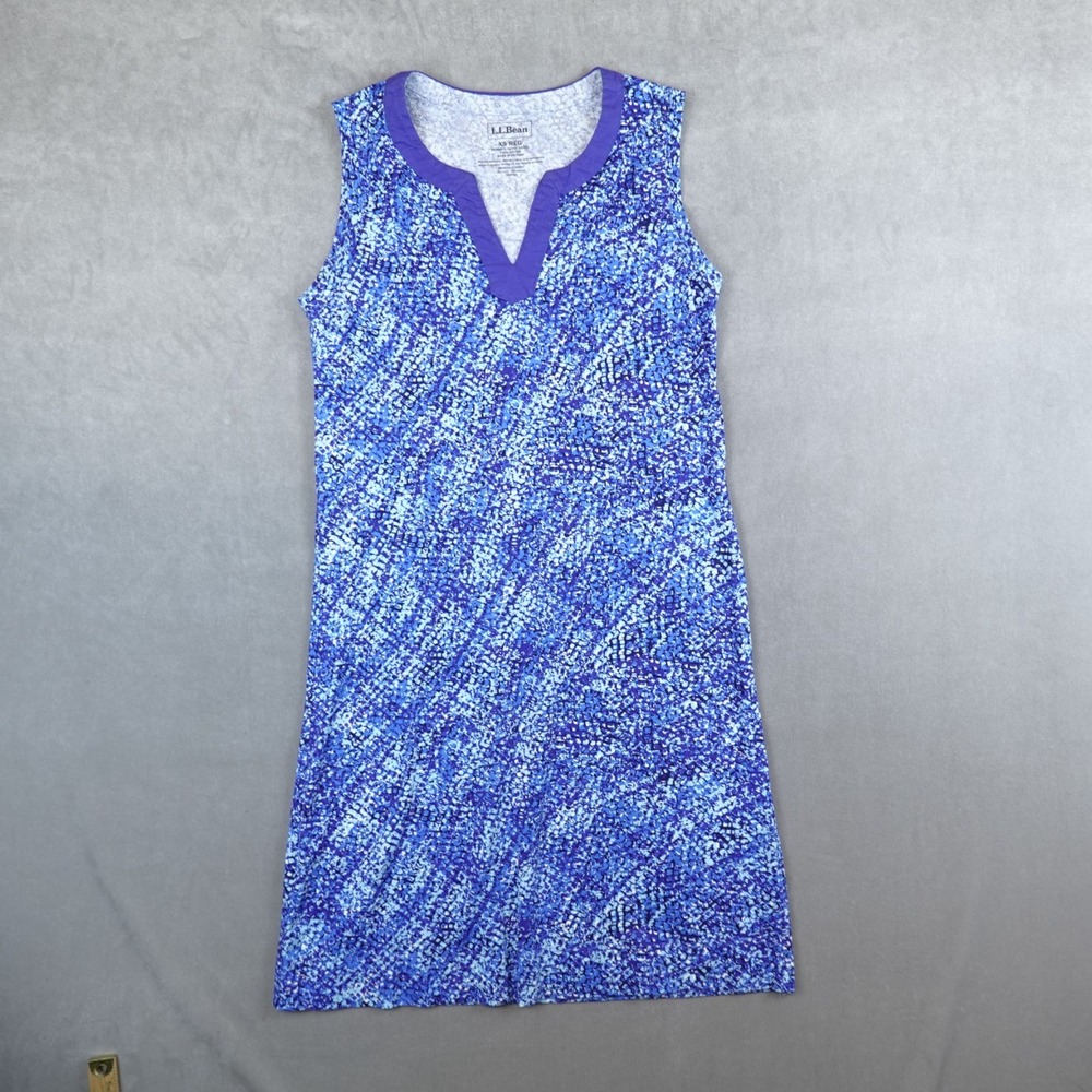 LL Bean Dress Sleeveless Womens XS Blue V Neck